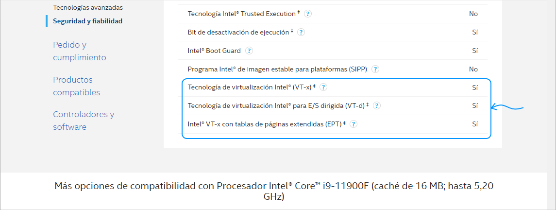 Especificaciones Procesador Intel Core i9-11900F