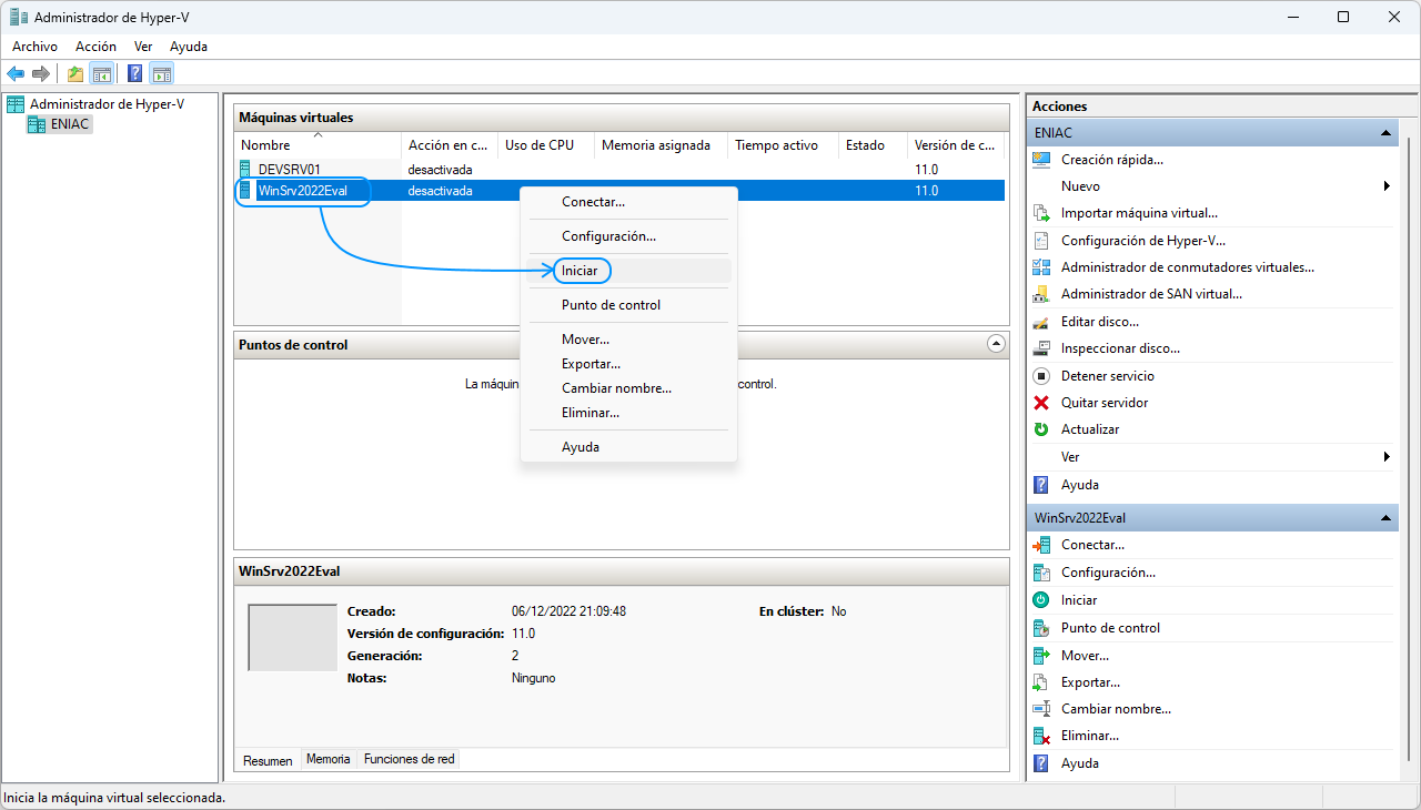 Hyper-V Evaluación Windows Server 2022 10
