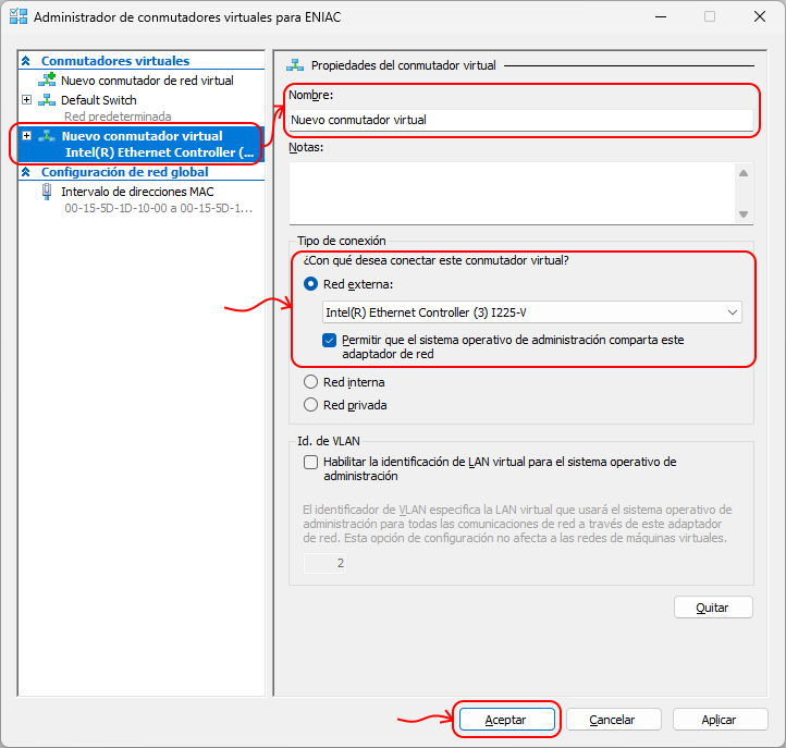 Problemas conectividad red local con Hyper-V 3