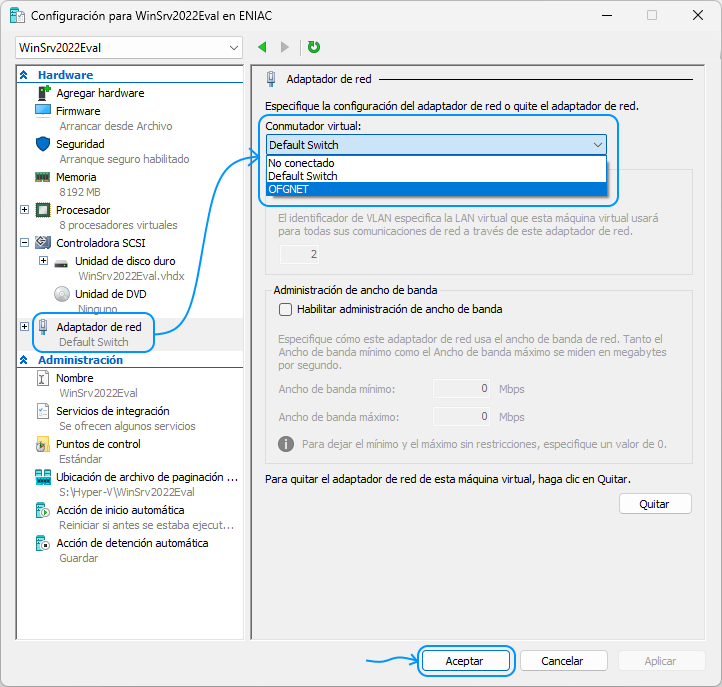 Problemas conectividad red local con Hyper-V 7