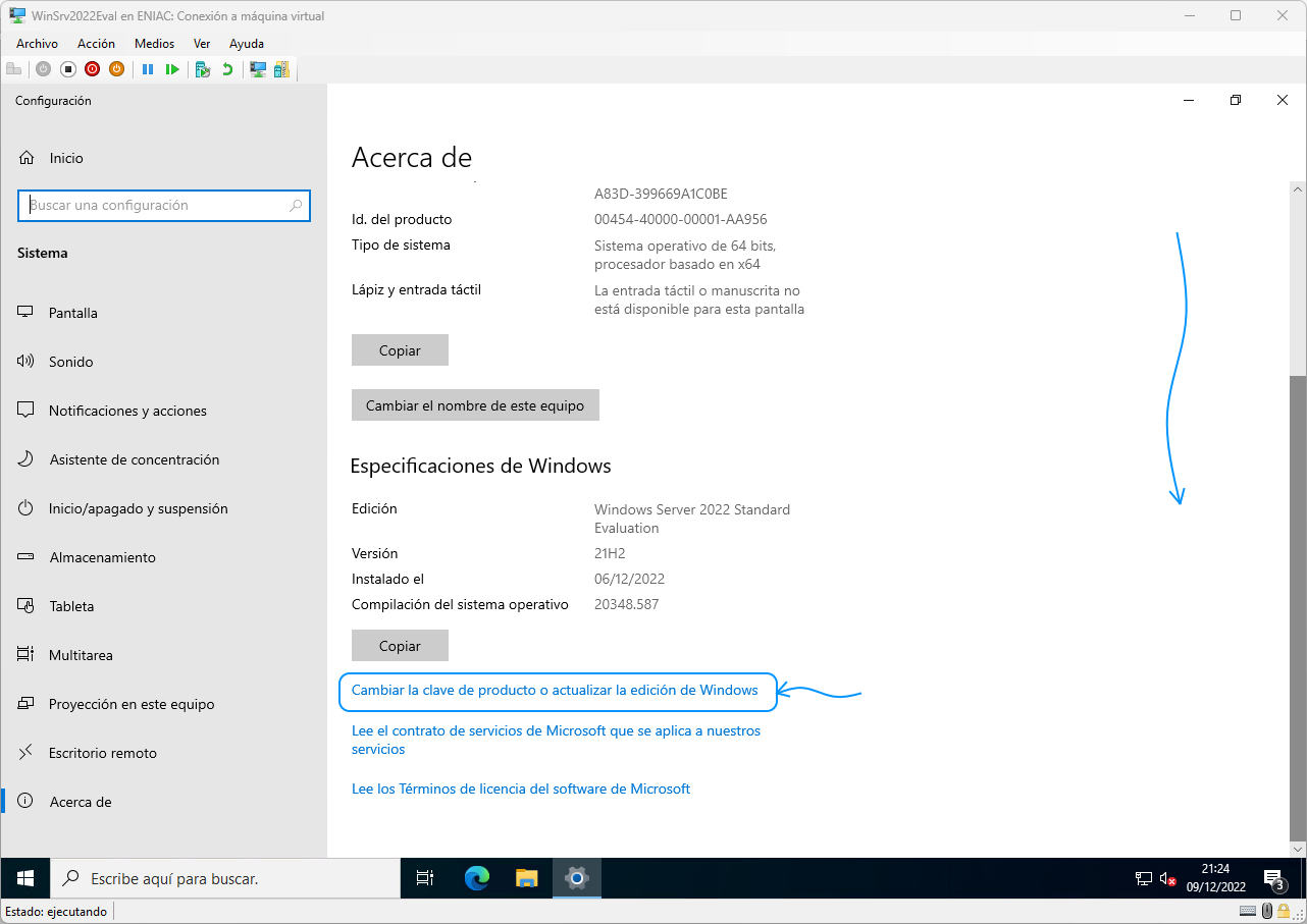 Windows Server 2022 - Convertir de evaluación a comercial - 2