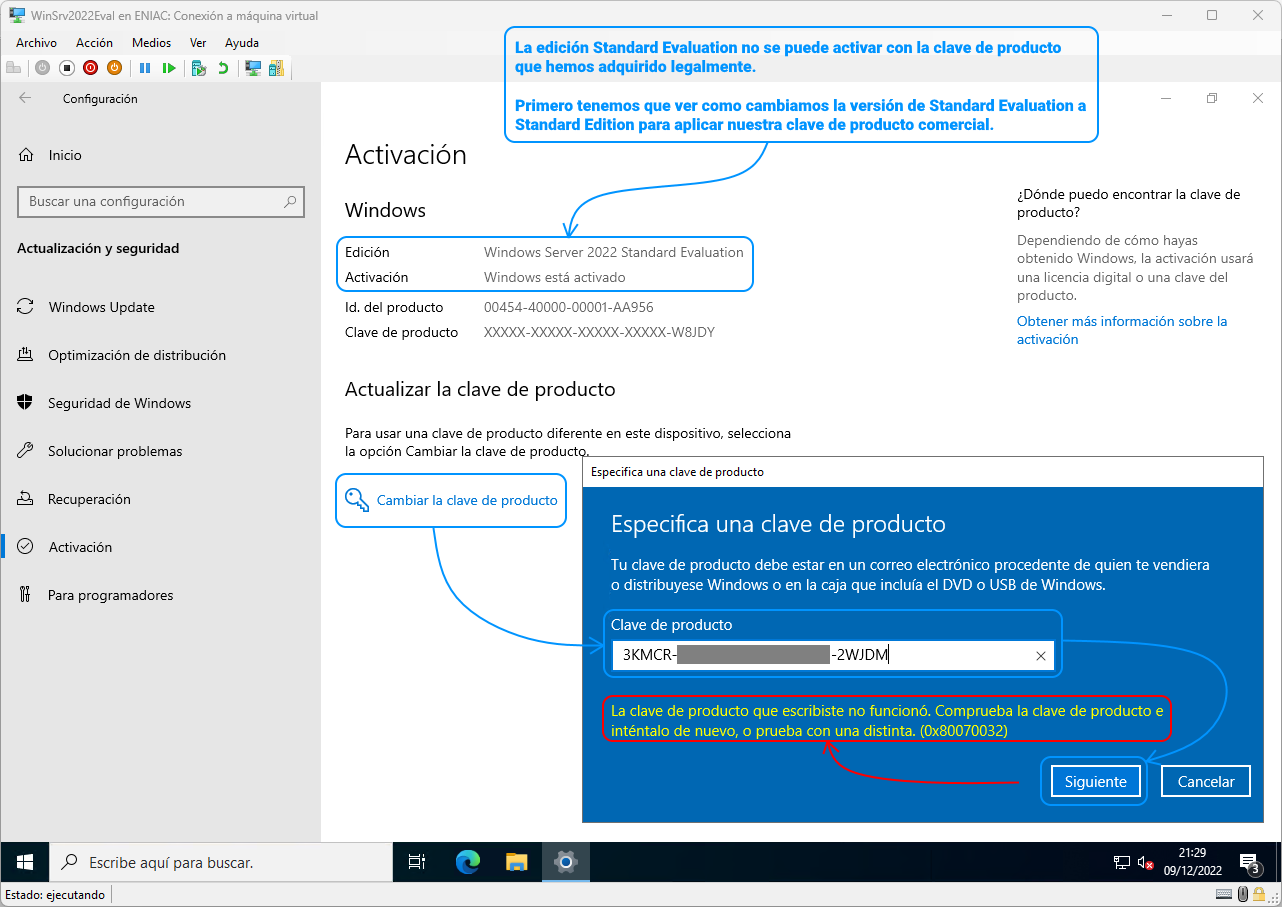 Windows Server 2022 - Convertir de evaluación a comercial - 3