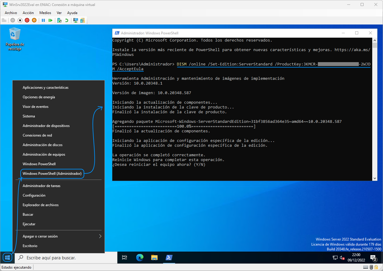 Windows Server 2022 - Convertir de evaluación a comercial - 4