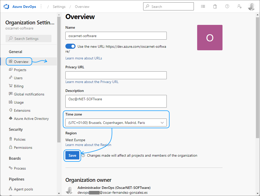 Azure DevOps configurar organización 2