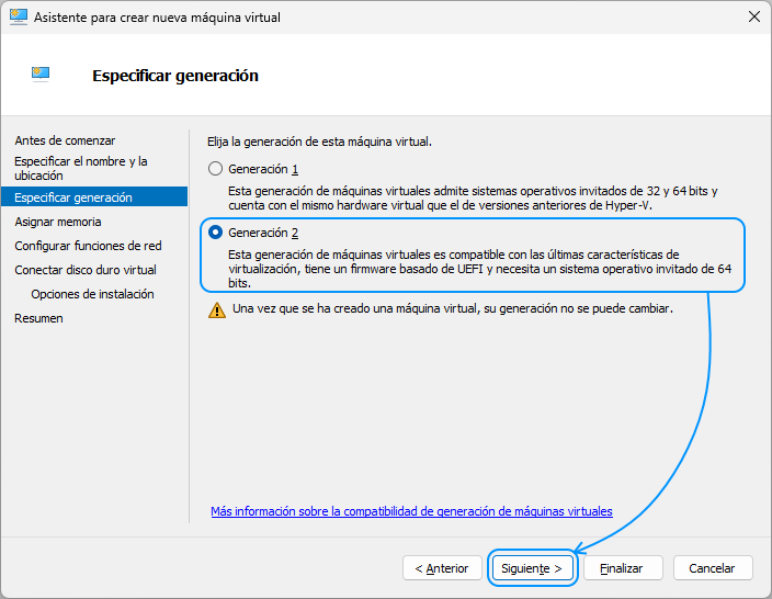 004 Hyper-V - Crear máquina virtual - Especificar generación