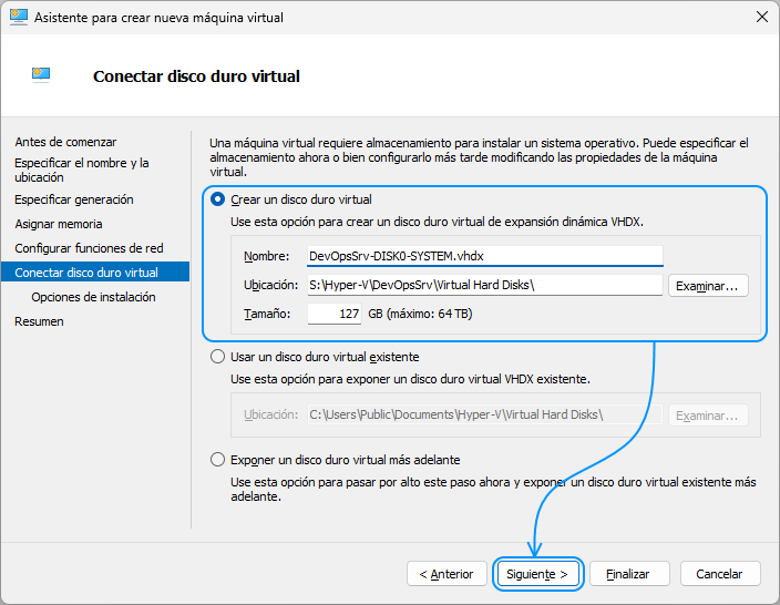 007 Hyper-V - Crear máquina virtual - Conectar disco duro virtual