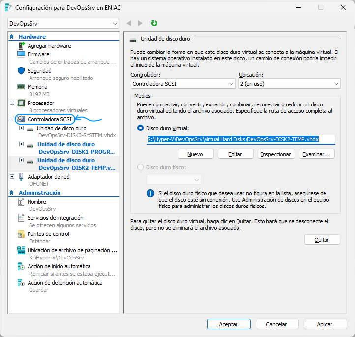026 Hyper-V - Crear unidad de DVD-ROM virtual para instalar ISO de Windows Server 2022 Standard Evaluation
