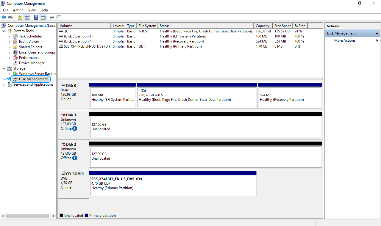 057 Configurar Windows Server 2022 Standard Evaluation - Disk Management