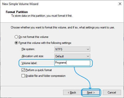 065 Configurar Windows Server 2022 Standard Evaluation - Disk Management - Disk 1 - New Simple Volume Wizard: Format Partition