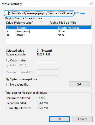 088 Configurar Windows Server 2022 Standard Edition - System Properties - Advanced - Performance Settings: Performance Options: Virtual Memory