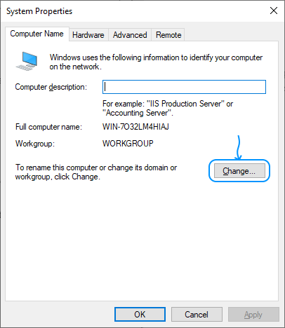 107 Configurar Windows Server 2022 Standard Edition - System Properties - Computer Name: Change
