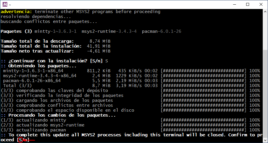 02 MSYS2 MSYS Update Packages DB