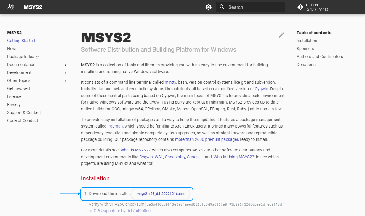 01 MSYS2 Setup