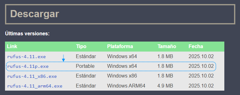 Descargar rufus portable