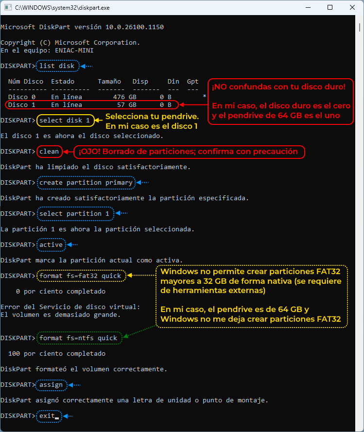 DISKPART recuperacion pendrive