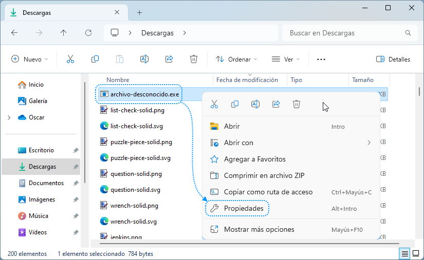 Desbloqueo archivo menu contextual 1