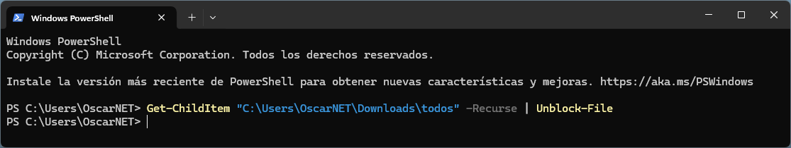 Desbloqueo archivo powershell 3